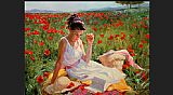 Vladimir Volegov Famous Paintings - in poppies